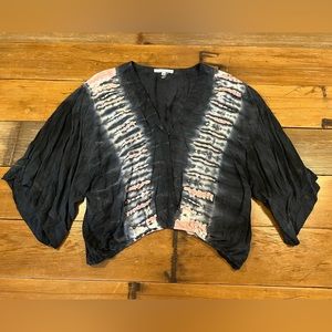 YFB Young Fabulous & Broke Black Tie-Dye Crop Top Size M
